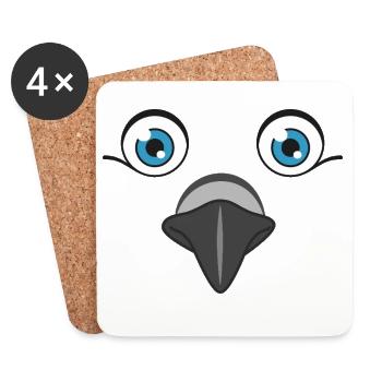 Funny Dove Animal Face Lazy Halloween Costume - Coasters (set of 4) - white - Front