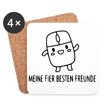 gamer-freunde-maus-tasten-lustiger-spruch_1 - Untersetzer (4er-Set) - Weiß - Vorne