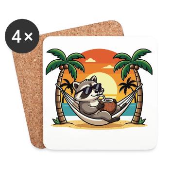 Raton laveur drôle sur le hamac de plage pendant les vacances d’été - Dessous de verre (lot de 4) - blanc - Devant