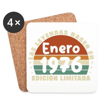 Cadeau d’anniversaire vintage de janvier 1976 - Dessous de verre (lot de 4) - blanc - Devant