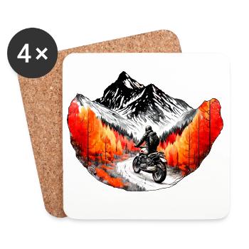 Les motards en montagne à l’automne - Dessous de verre (lot de 4) - blanc - Devant