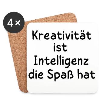 Kreativität ist Intelligenz die Spaß hat Statement - Untersetzer (4er-Set) - Weiß - Vorne