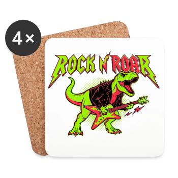 Rock N Roar Dino Rocker - Untersetzer (4er-Set) - Weiß - Vorne