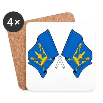 Drapeaux du Suffolk croisés - Dessous de verre (lot de 4) - blanc - Devant
