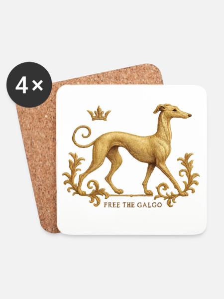 Free the Galgo - Embroidery Nr01 - Untersetzer (4er-Set) - Weiß