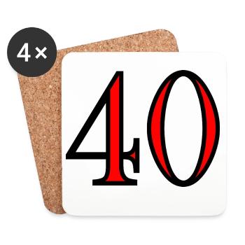 40. 40 ANS. 40e ANNIVERSAIRE. ANNIVERSAIRE 40 ANS. - Dessous de verre (lot de 4) - blanc - Devant