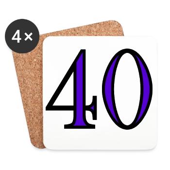 40. 40 ANS. 40e ANNIVERSAIRE. ANNIVERSAIRE 40 ANS. - Dessous de verre (lot de 4) - blanc - Devant