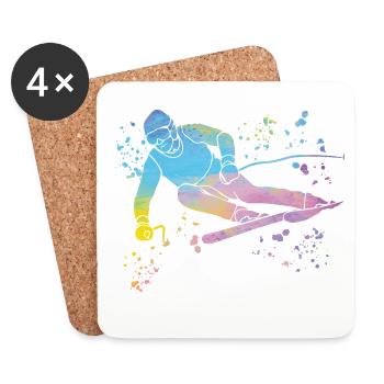 Ski alpin Sports d’hiver Ski nordique - Dessous de verre (lot de 4) - blanc - Devant