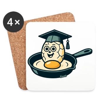 Egg with graduation hat in the pan - Coasters (set of 4) - white - Front