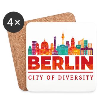 Berlin Skyline – City of Diversity Design - Untersetzer (4er-Set) - Weiß - Vorne