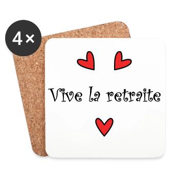 RETRAITE. VIVE LA RETRAITE. RETRAITEE. - Dessous de verre (lot de 4) - blanc - Devant