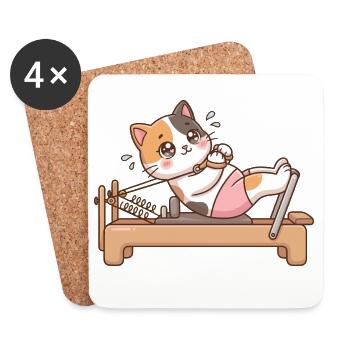 Reformer Pilates Cat - Coasters (set of 4) - white - Front