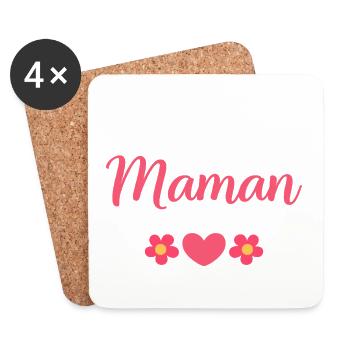 Joyeux anniversaire Maman rose - Dessous de verre (lot de 4) - blanc - Devant