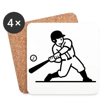 Baseball - Untersetzer (4er-Set) - Weiß - Vorne