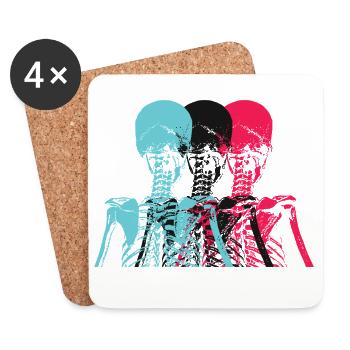 Pop Art Skeleton Neon Retro Design - Untersetzer (4er-Set) - Weiß - Vorne