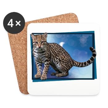 Blue Leopard Bokeh - Coasters (set of 4) - white - Front