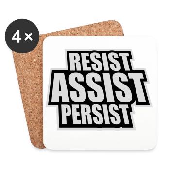 Resist Assist Persist Aktivismus Motivation Logo - Untersetzer (4er-Set) - Weiß - Vorne