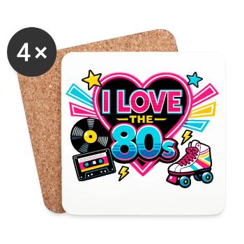 I Love the 80s Neon Herz - Untersetzer (4er-Set) - Weiß - Vorne