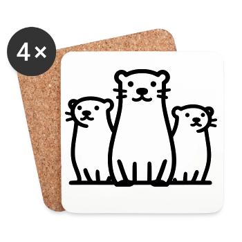 loutre - Dessous de verre (lot de 4) - blanc - Devant