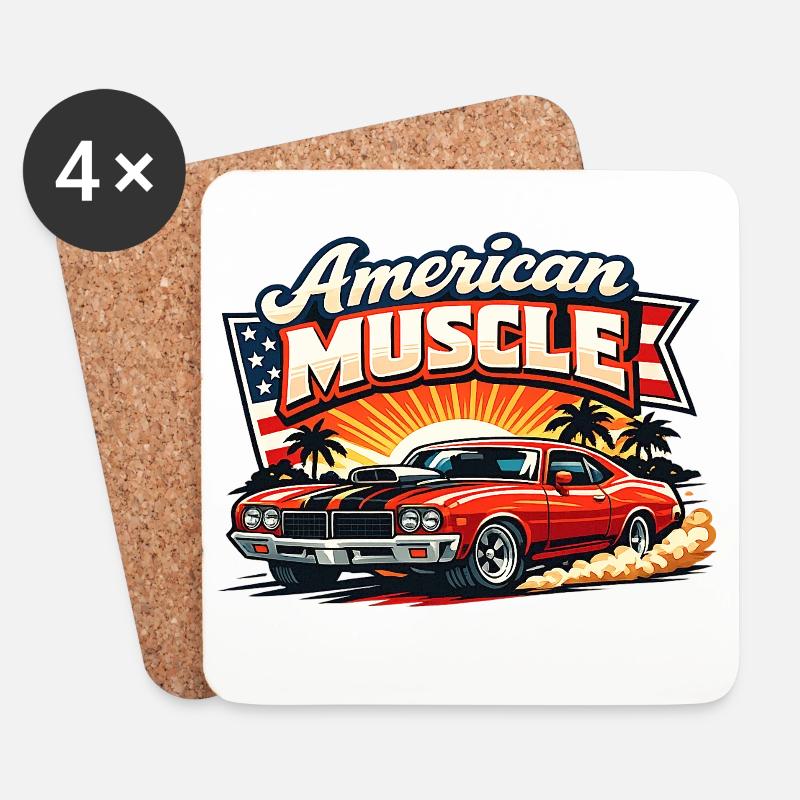 American_Muscle_2 - Dessous de verre (lot de 4) - blanc