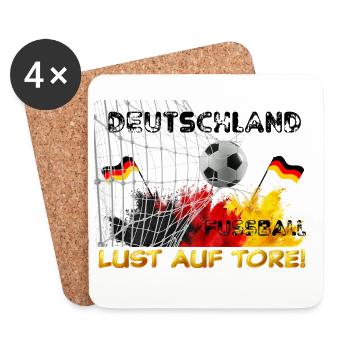Deutschland Fußball – Lust auf Tore! Fan-Design - Untersetzer (4er-Set) - Weiß - Vorne