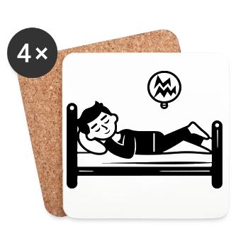 Schlafen Bett - Untersetzer (4er-Set) - Weiß - Vorne