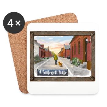 Mausegattstraße – Ruhrpott - Untersetzer (4er-Set) - Weiß - Vorne