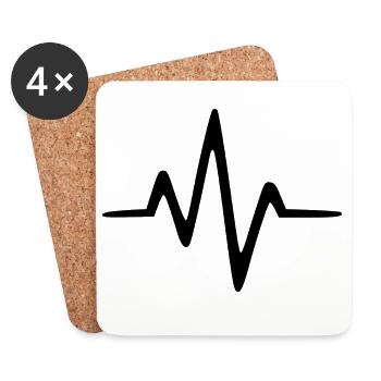ECG Heartbeat Heart Rate Heart Line Gift - Coasters (set of 4) - white - Front