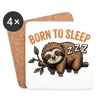 Faultier Born To Sleep Geschenk Sloth lustig - Untersetzer (4er-Set) - Weiß - Vorne