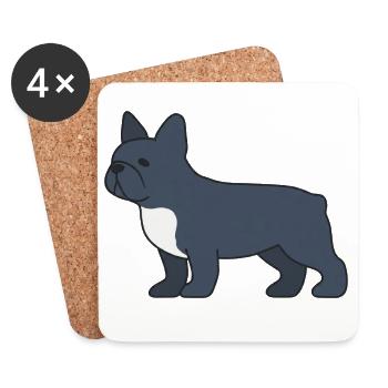 Blue French Bulldog Silhouette - Coasters (set of 4) - white - Front