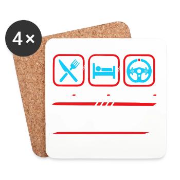 Eat sleep sim race repeat for sim racing fans - Coasters (set of 4) - white - Front