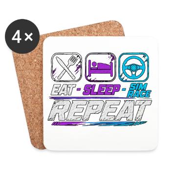 Répétition de la course Sleep Sim pour les fans de sim racing - Dessous de verre (lot de 4) - blanc - Devant
