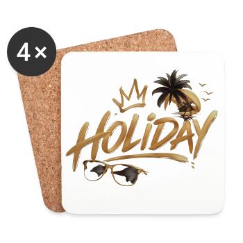 Golden Holiday Script mit Palm Sunset - Untersetzer (4er-Set) - Weiß - Vorne