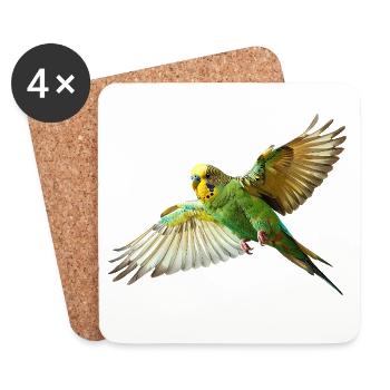 Wellensittich Kanarienvogel - Untersetzer (4er-Set) - Weiß - Vorne