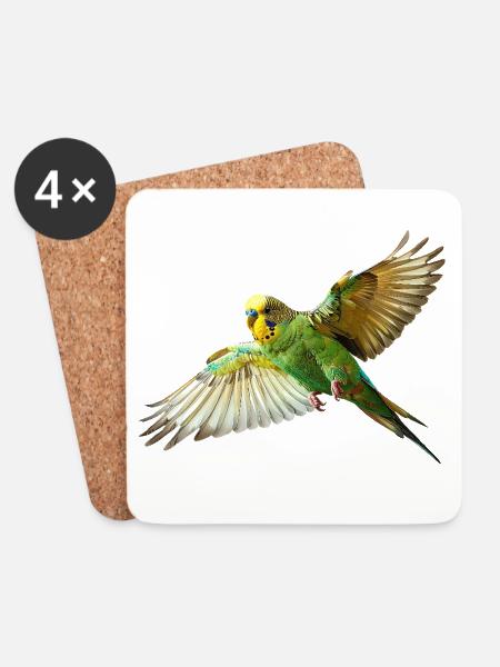 Wellensittich Kanarienvogel - Untersetzer (4er-Set) - Weiß