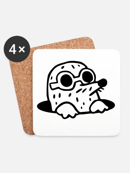 cool Mole - Coasters (set of 4) - white