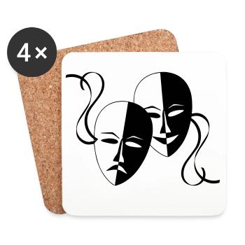Maske, Masken, Maskierte, - Untersetzer (4er-Set) - Weiß - Vorne