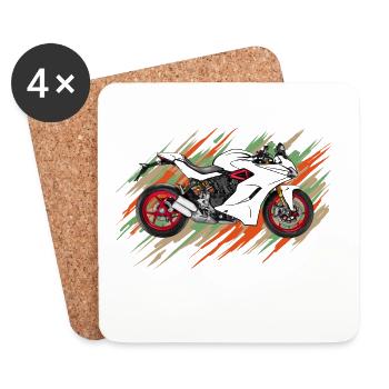 Motorcycle - Coasters (set of 4) - white - Front