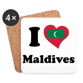 I love Maldives - Ich liebe Malediven - Untersetzer (4er-Set) - Weiß - Vorne