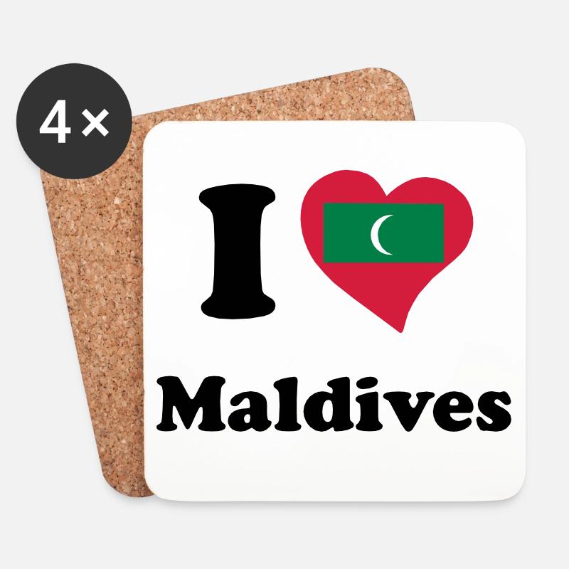 I love Maldives - Ich liebe Malediven - Untersetzer (4er-Set) - Weiß