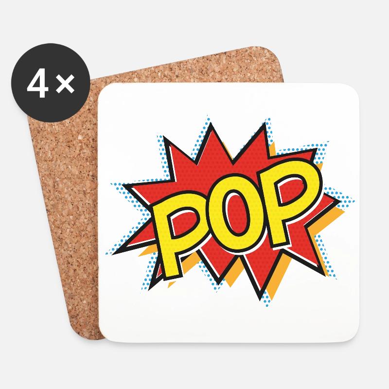 POP - Comic Strip Action Bubble - Pop-Art – gelb - Untersetzer (4er-Set) - Weiß