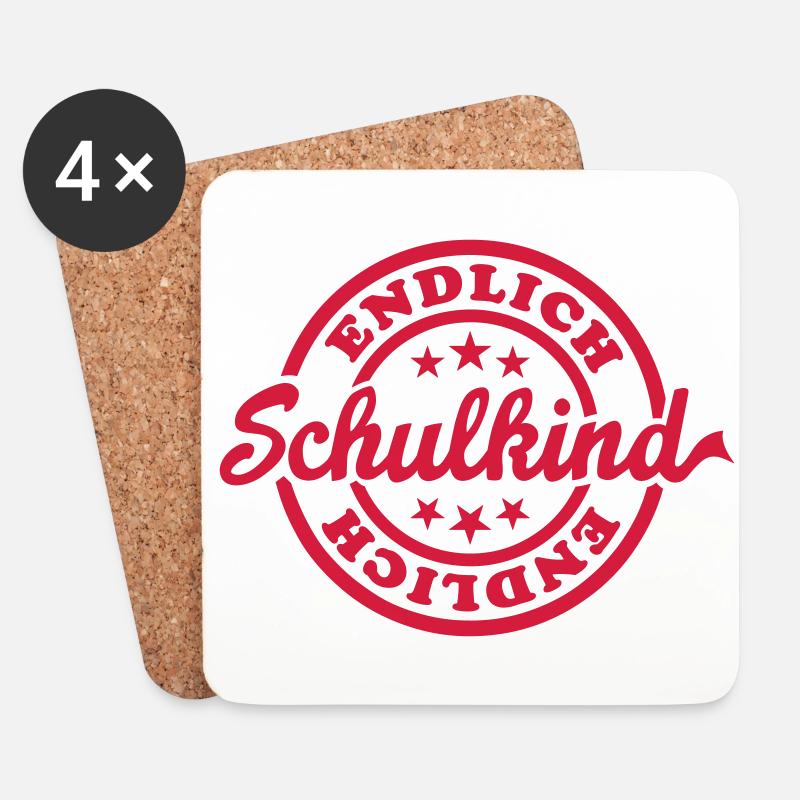 Endlich Schulkind (Stempel) - Untersetzer (4er-Set) - Weiß
