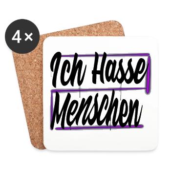 Ich hasse Menschen - Untersetzer (4er-Set) - Weiß - Vorne