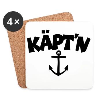 Capitaine ancre (FR) - Dessous de verre (lot de 4) - blanc - Devant