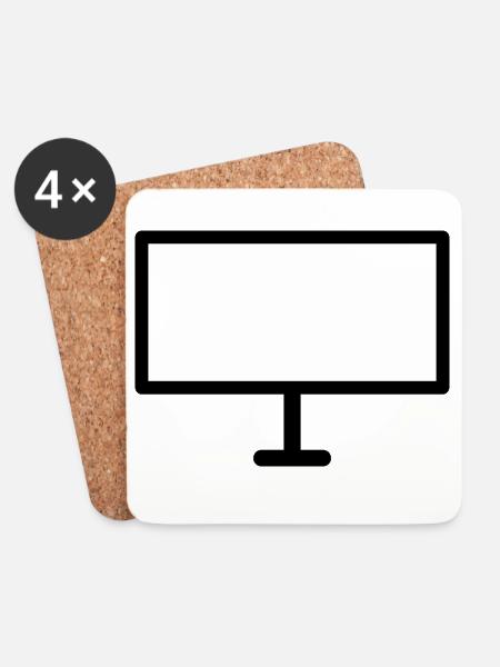 PC Monitor Icon – For Office, Gamers & Nerds - Coasters (set of 4) - white
