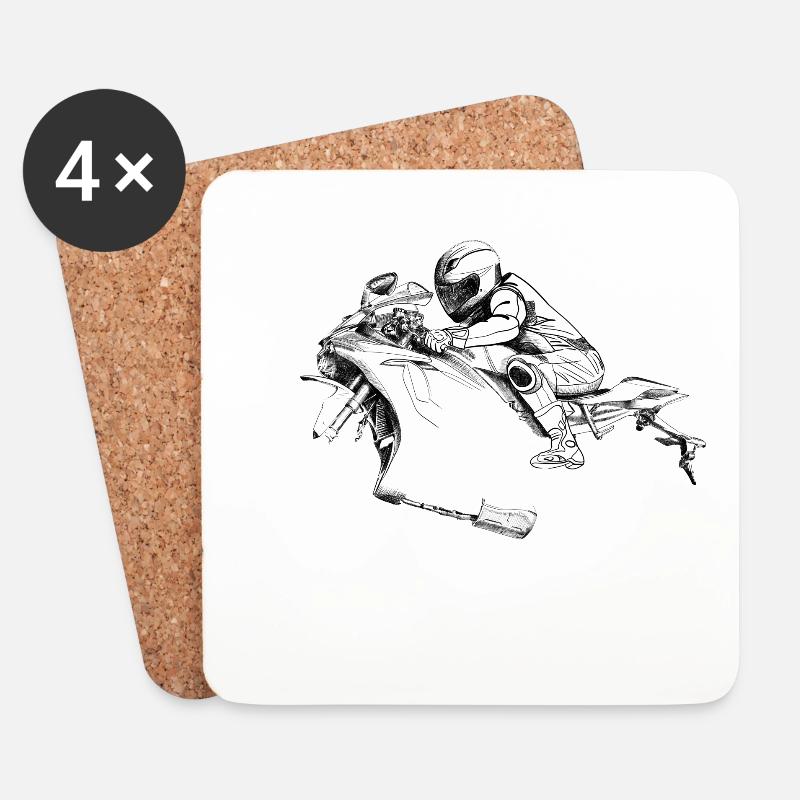 Motorrad - Untersetzer (4er-Set) - Weiß