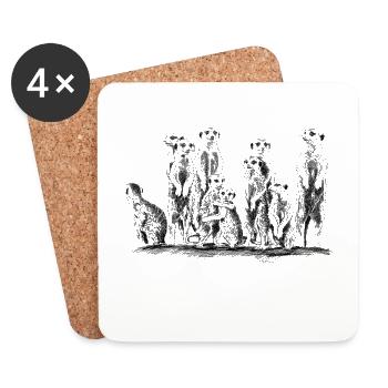 Meerkats - Dessous de verre (lot de 4) - blanc - Devant