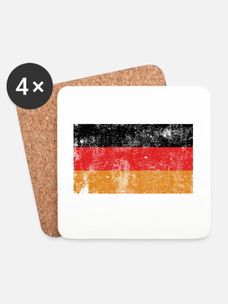 Flagge Deutschland Fahne Grunge Retro Vintage - Untersetzer (4er-Set) - Weiß