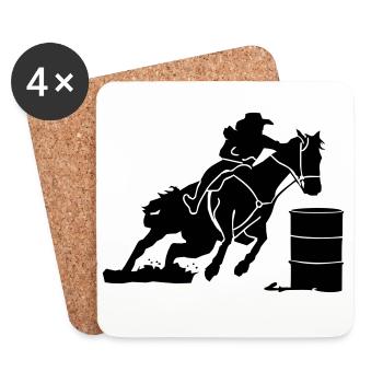Equitation Western Equestre - Course de tonneaux - Dessous de verre (lot de 4) - blanc - Devant