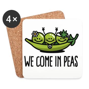 We come in peas / peace - Dessous de verre (lot de 4) - blanc - Devant